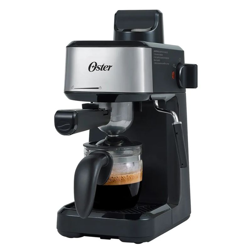 OSTER - Cafetera Oster®, Espresso y Cappuccino, de 4 Tazas, Vapor de Leche.