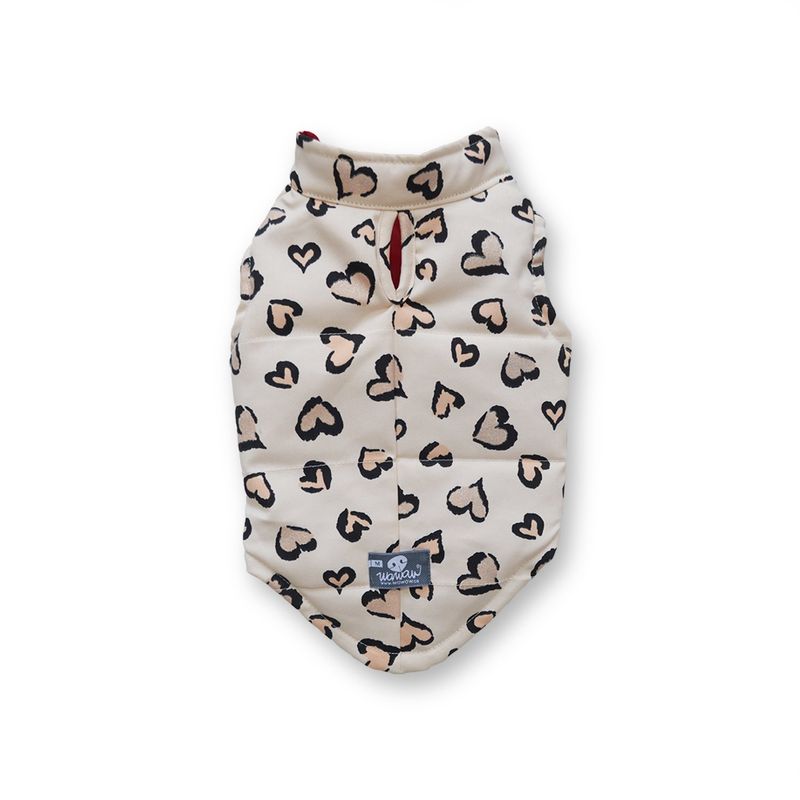 WAWAW - Chaleco para perro talla 5XL beige corazones naranja