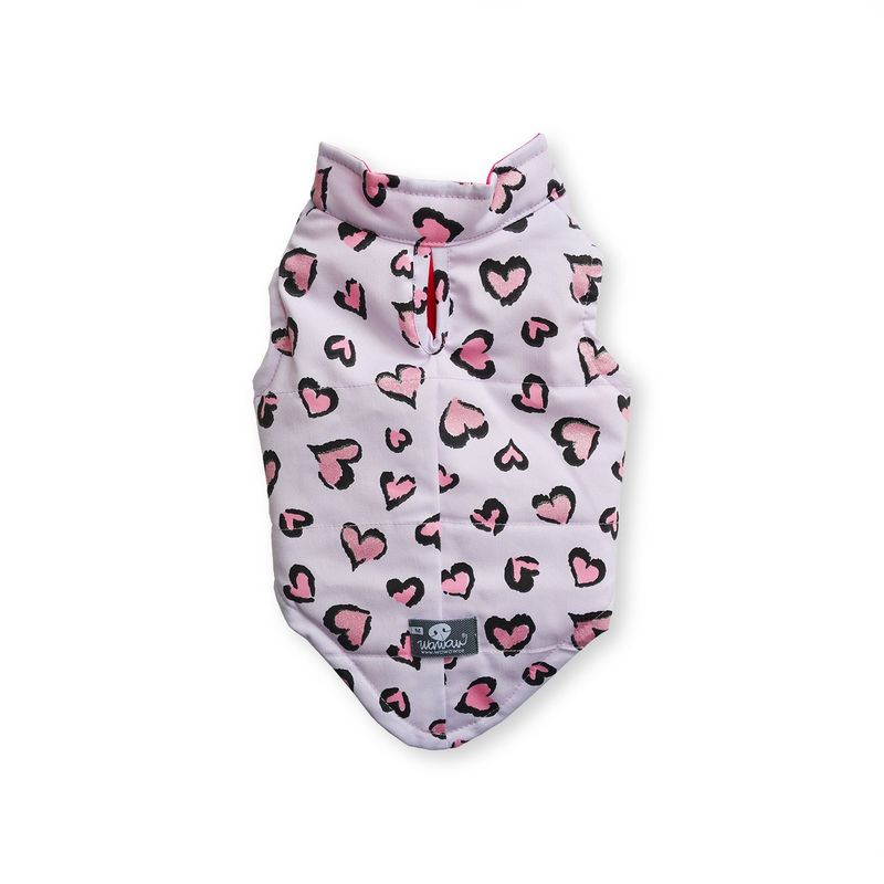 WAWAW - Chaleco para perro talla M rosa corazones fucsia