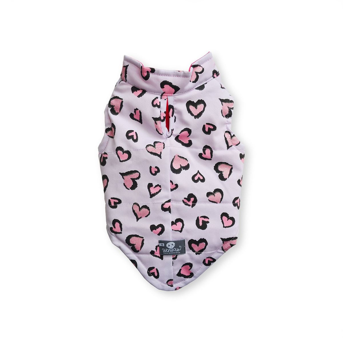 WAWAW - Chaleco para perro talla L rosa corazones fucsia