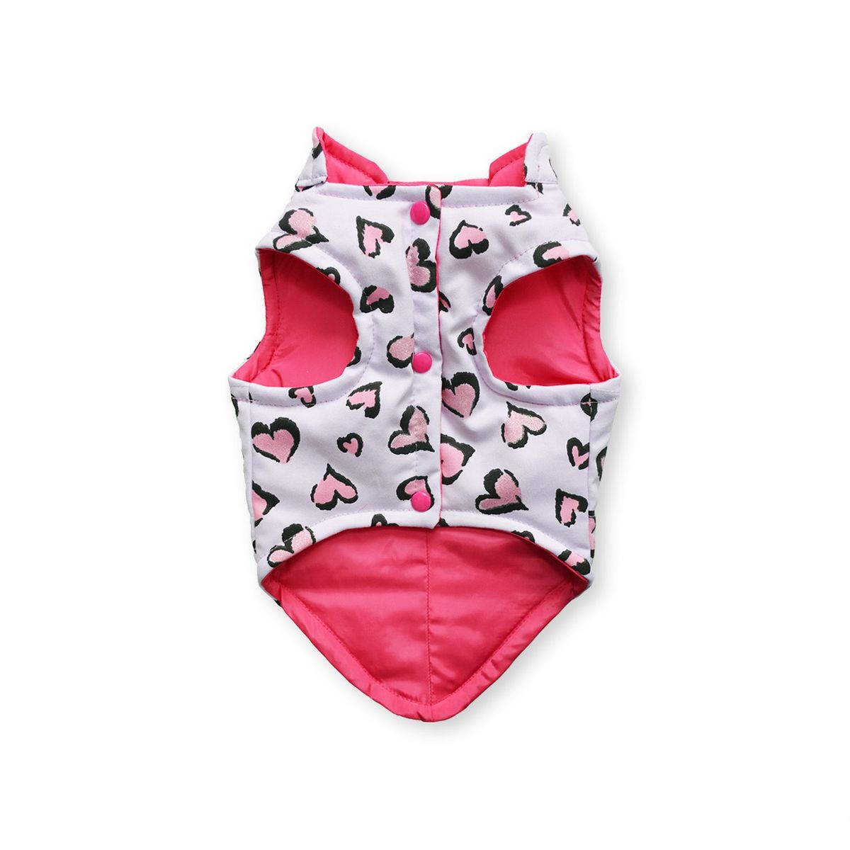 WAWAW - Chaleco para perro talla L rosa corazones fucsia