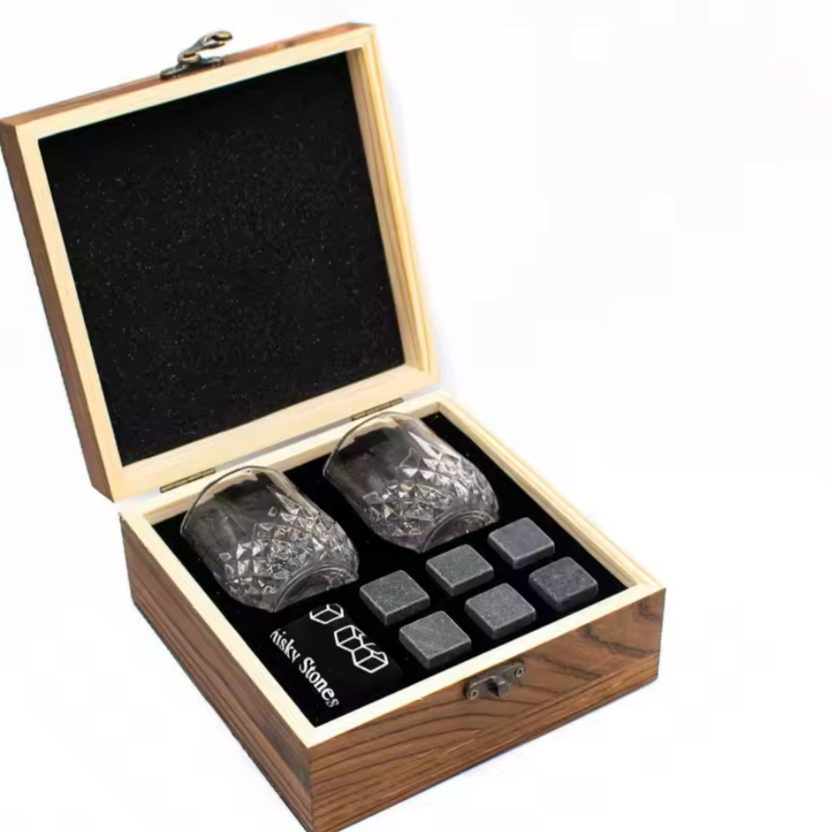 ORIGINAL HEALTH - SET WHISKY VASOS + PIEDRAS ENFRIADORAS + CAJA DE LUJO