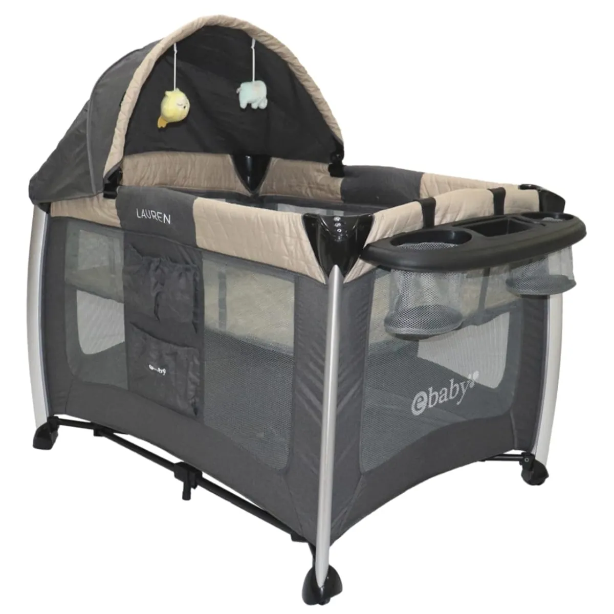 EBABY - Cuna Corral Para Bebe Moisés Doble Nivel Luz Y Sonidos