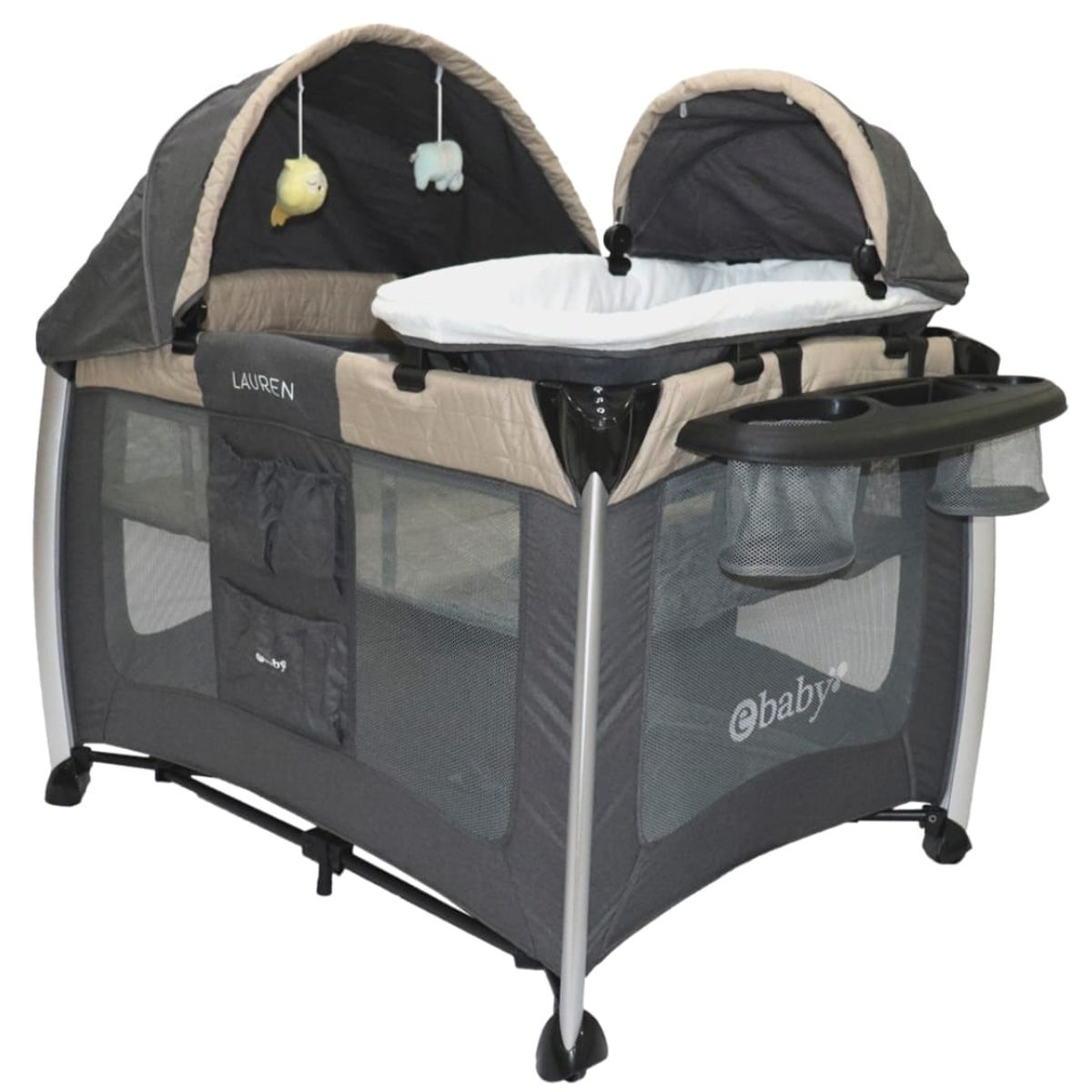 EBABY - Cuna Corral Para Bebe Moisés Doble Nivel Luz Y Sonidos