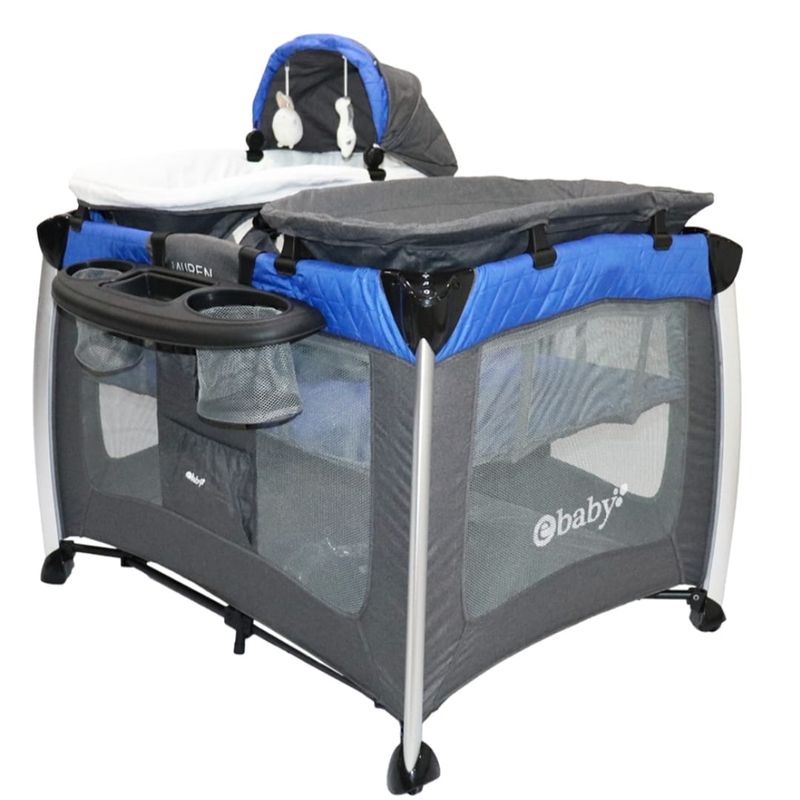 EBABY - Cuna Corral Para Bebe Moisés Doble Nivel Luz Y Sonidos