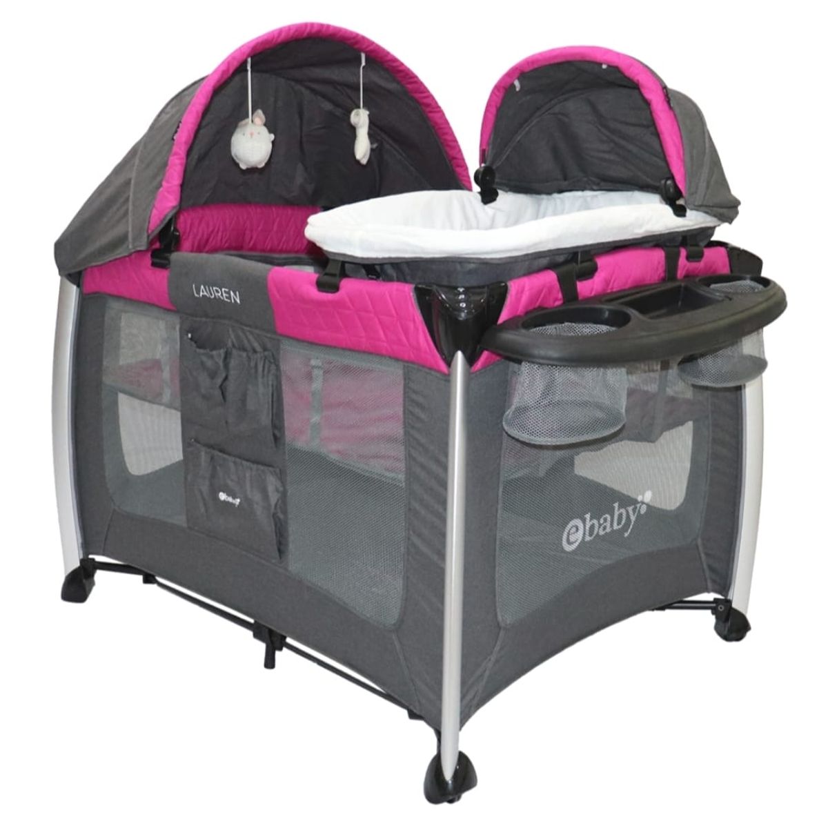 EBABY - Cuna Corral Para Bebe Moisés Doble Nivel Luz Y Sonidos