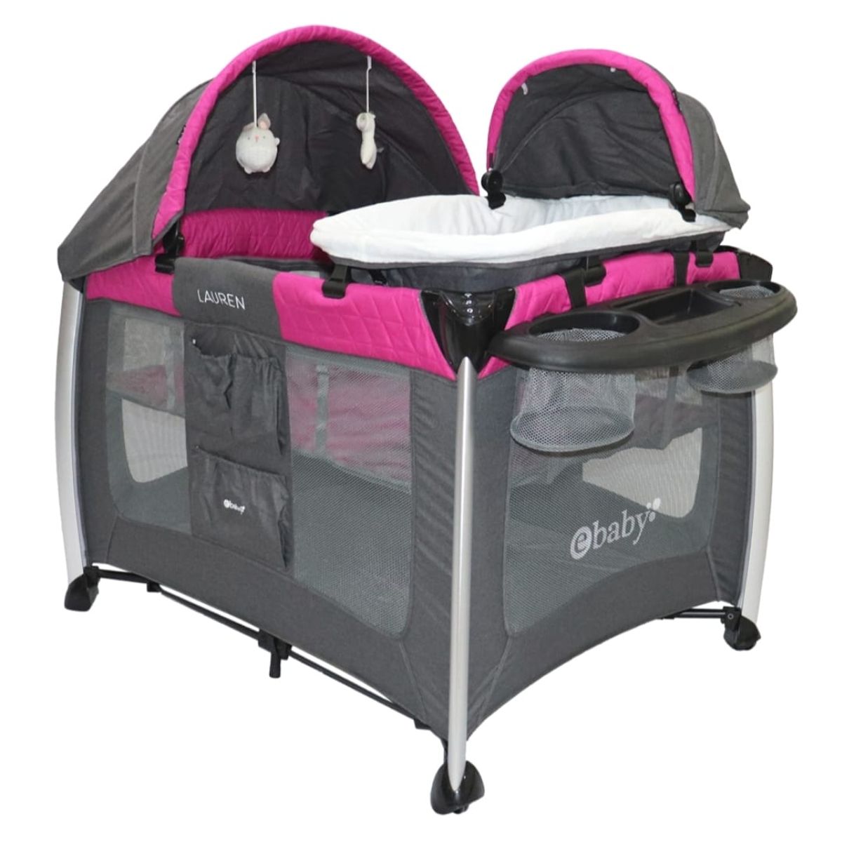 EBABY - Cuna Corral Para Bebe Moisés Doble Nivel Luz Y Sonidos