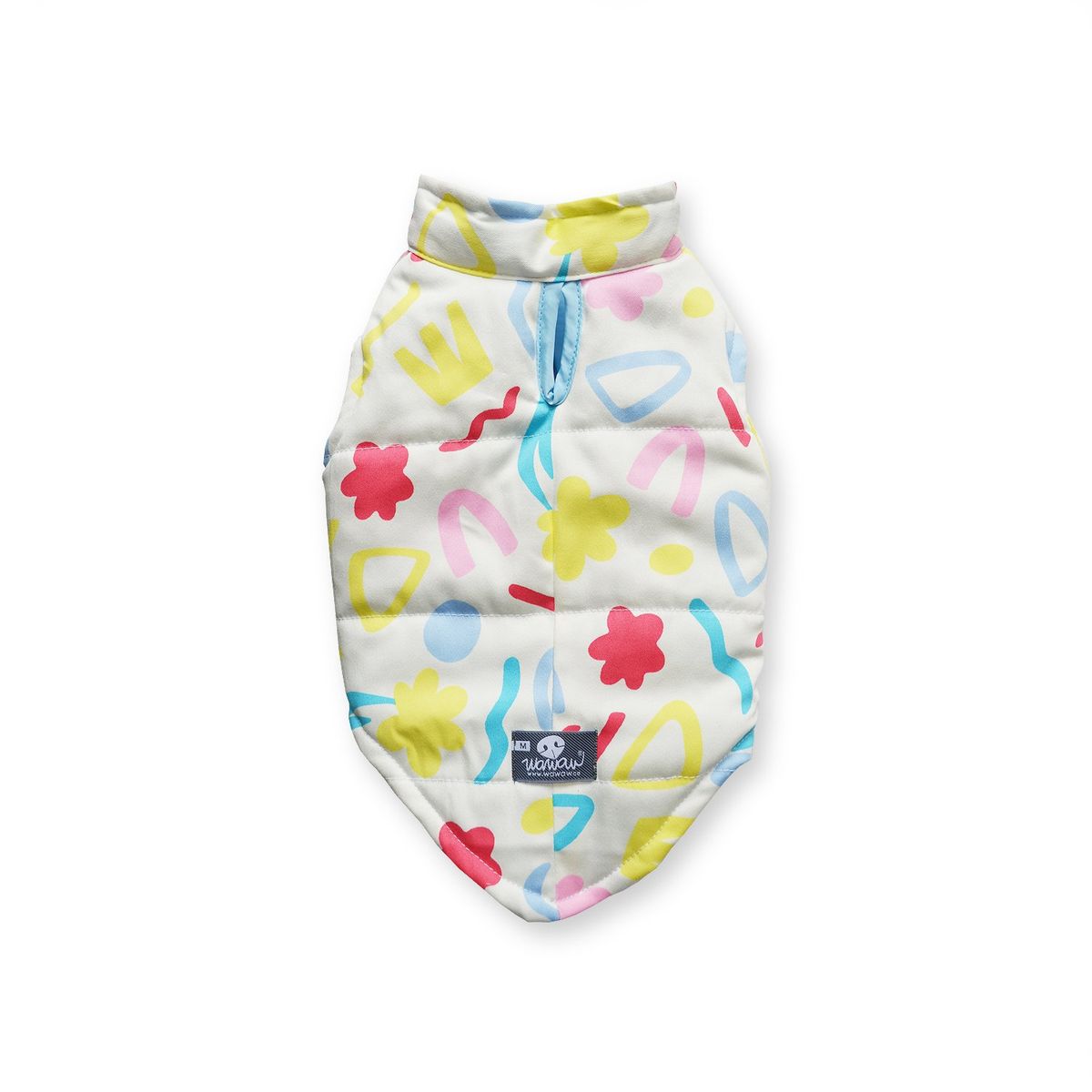 WAWAW - Chaleco para perro talla L marfil figuras colores