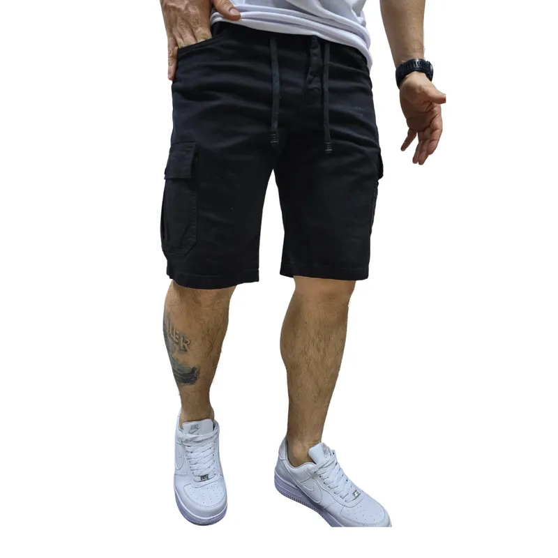 RAMBED - Bermuda Cargo Color Negro en Dril