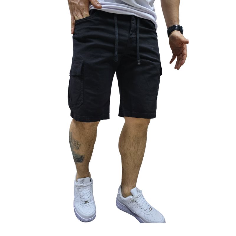 RAMBED - Bermuda Cargo Color Negro en Dril