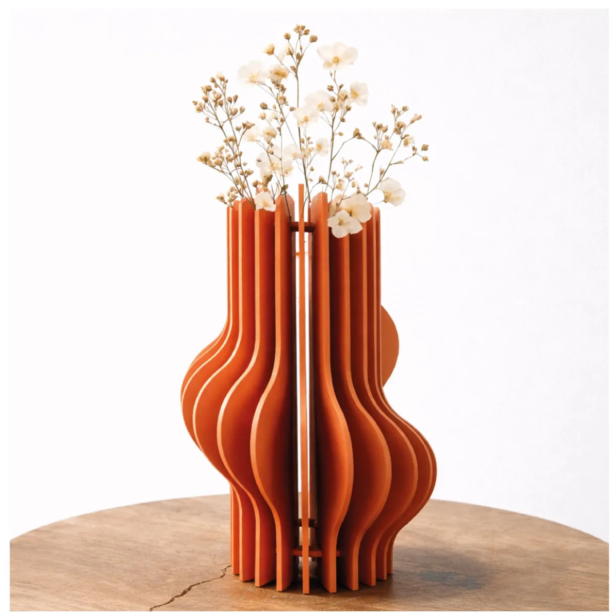 GENERICO - Florero Decorativo Naranja Moderno para Flores Secas