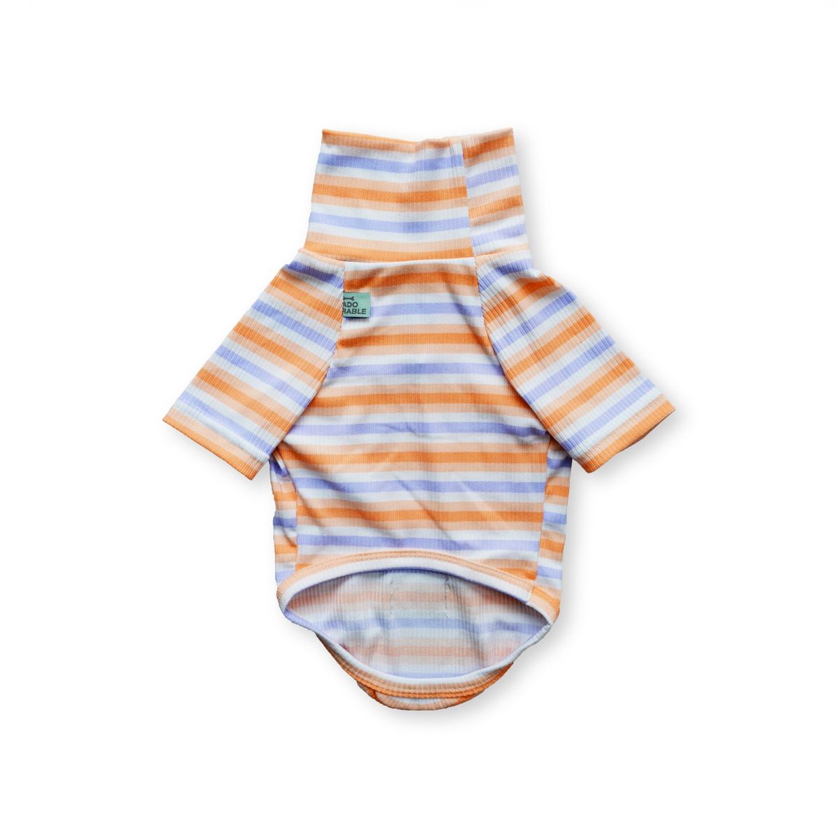 WAWAW - Saco para perro talla XS tortuga rayas blanco lila y naranja