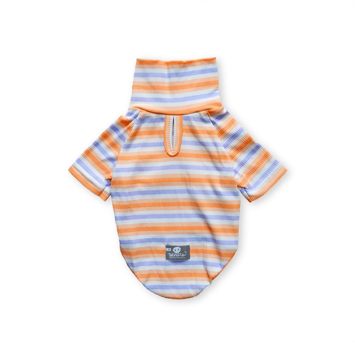 WAWAW - Saco para perro talla S tortuga rayas blanco lila y naranja