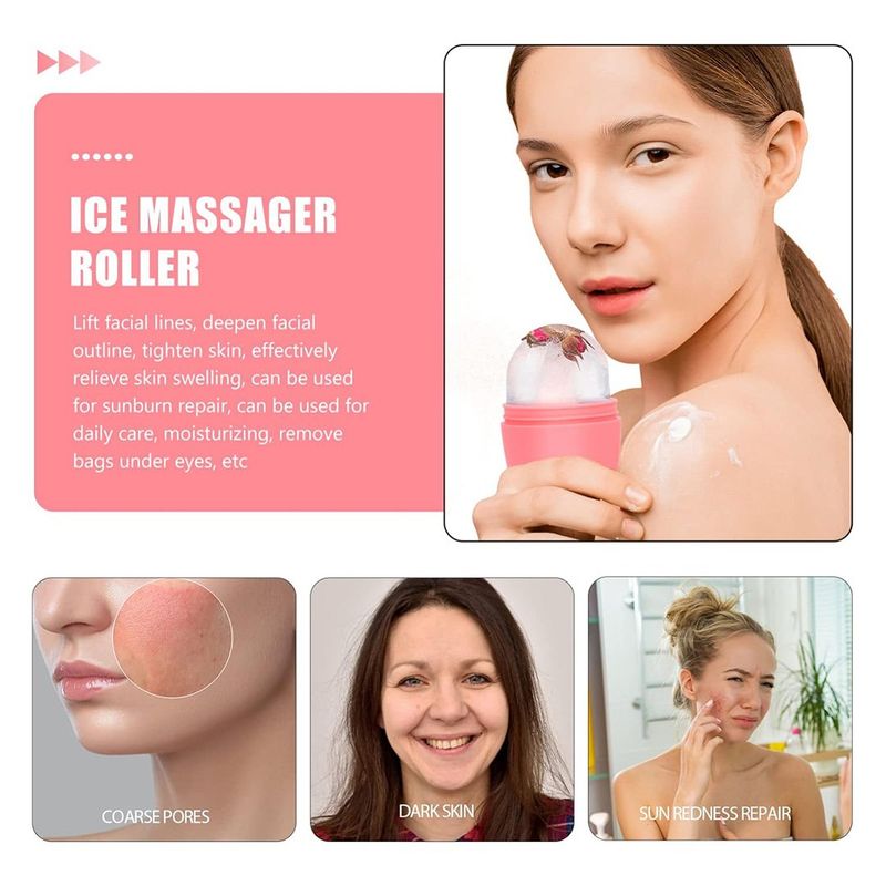 GENERICO - Rodillo de Hielo de Silicona Flor para Masaje y Cuidado Facial