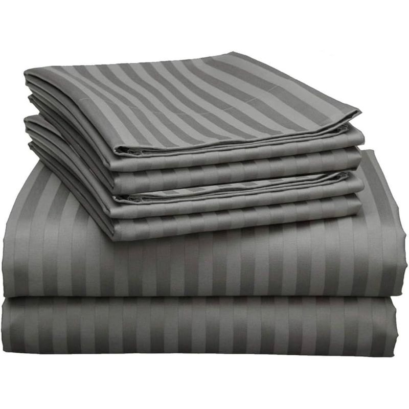 GENERICO - Juego de Sábanas Unicolor de 600 Hilos Gris Oscuro Para Cama Sencilla