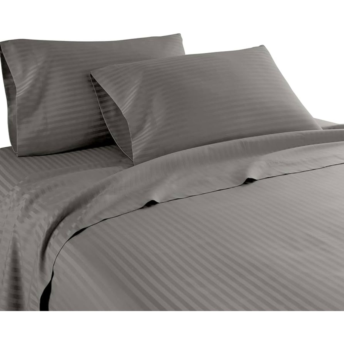 GENERICO - Juego de Sábanas Unicolor en Polialgodón 600 Hilos Gris Oscuro Para Cama Doble