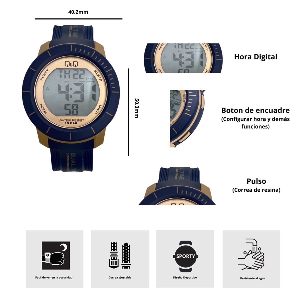 Q&Q - Reloj Q&Q M166J803Y Diseño Deportivo