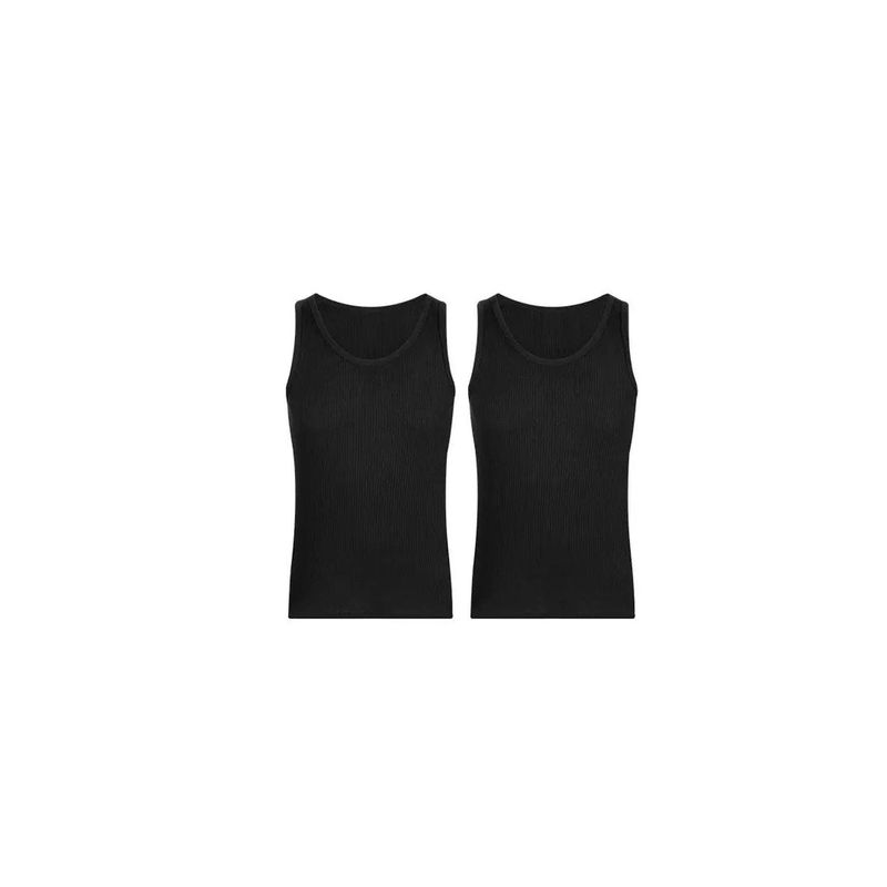 DIANE & GEORDI - Camiseta cuello redondo acanalada (Pack X2)(2203) - Negro