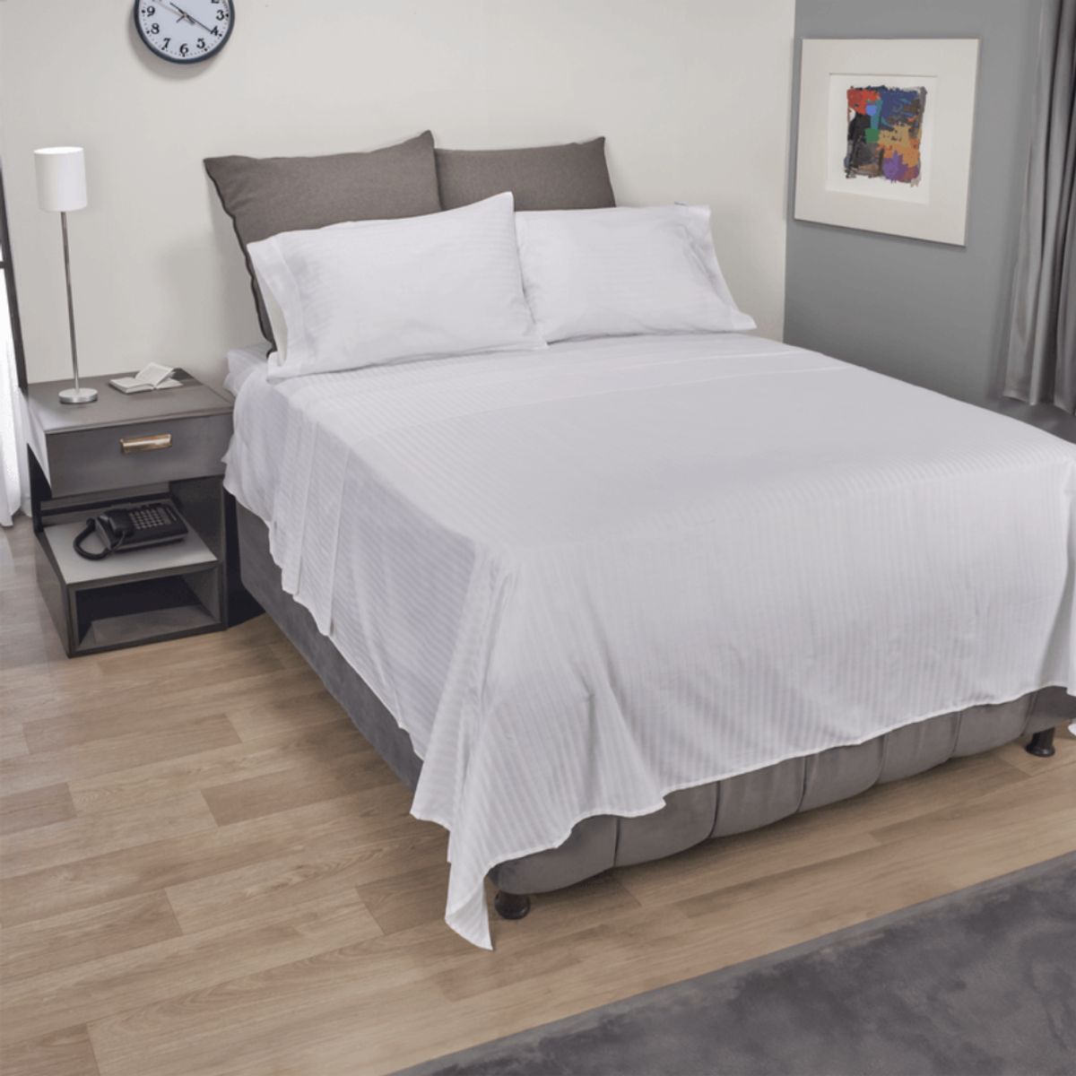 GENERICO - Juego de Sábanas Unicolor en Polialgodón 600 Hilos Blanco Para Cama Doble