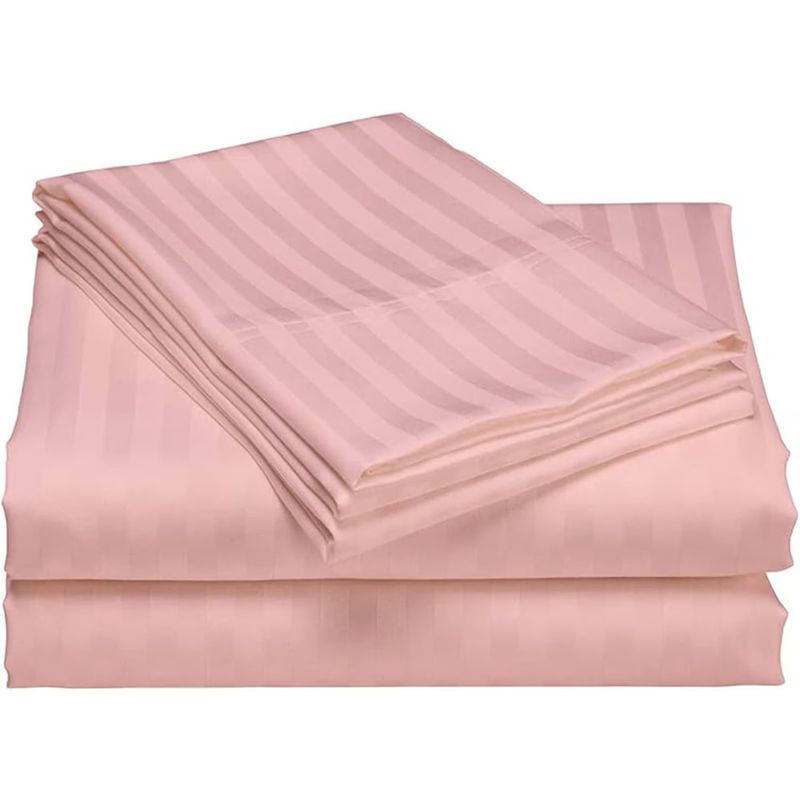 GENERICO - Juego de Sábanas Unicolor en Polialgodón 600 Hilos Palo de Rosa Para Cama King