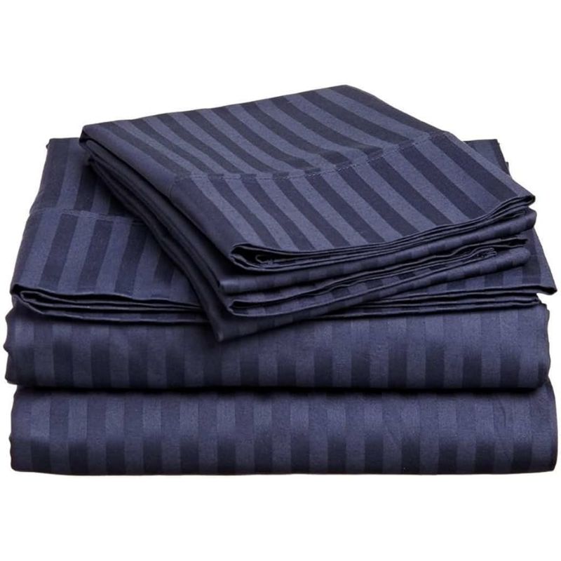 GENERICO - Juego de Sábanas Unicolor en Polialgodón 600 Hilos Azul Oscuro Para Cama King