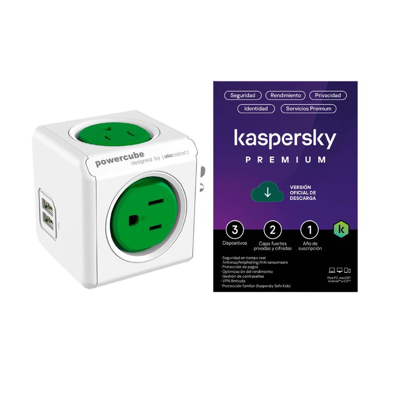 KASPERSKY - Antivirus Kaspersky Premium 3 Pc 1 Año +toma 4 Entradas 2usb