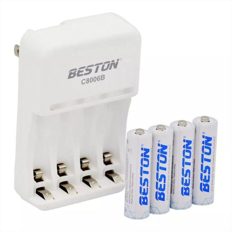 SKY - Pilas Recargables Con Cargador Beston 1500 Mah AAA X4