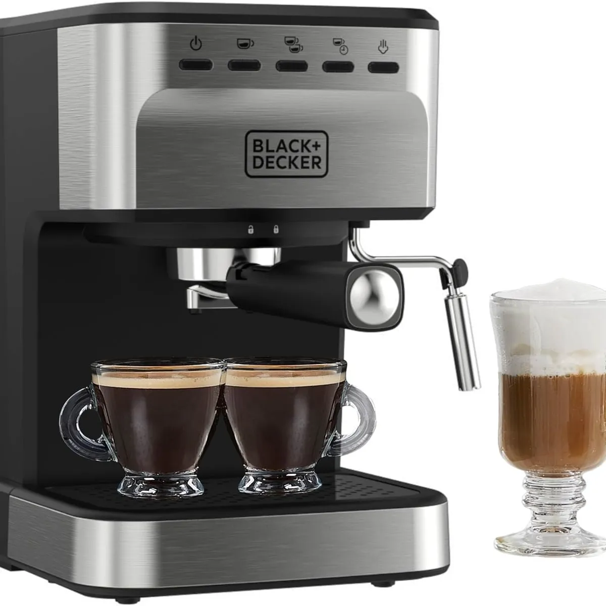 BLACK+DECKER - Cafetera SemiAutomática Esspreso y Capuccino Doble BlackandDecker