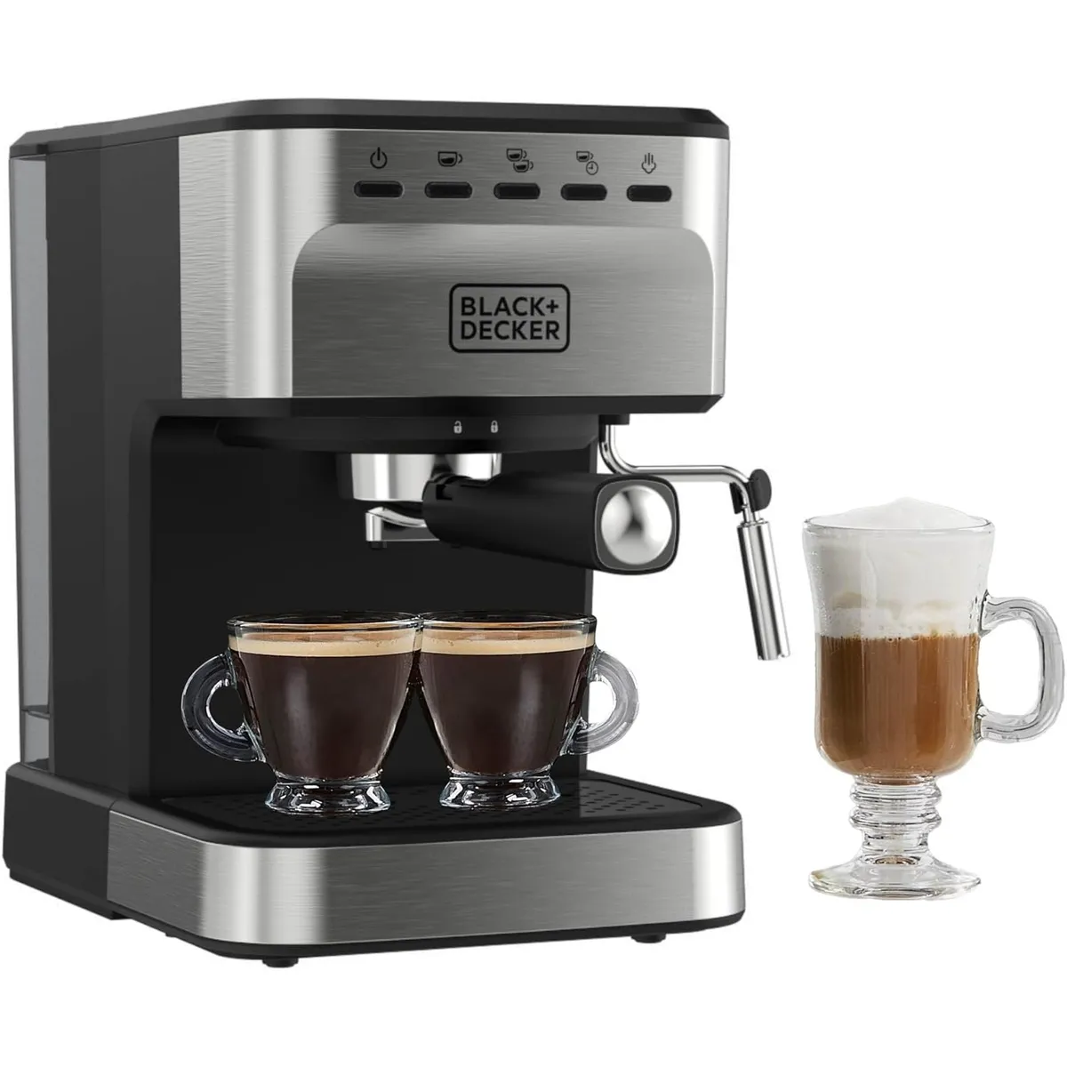 BLACK+DECKER - Cafetera SemiAutomática Esspreso y Capuccino Doble BlackandDecker