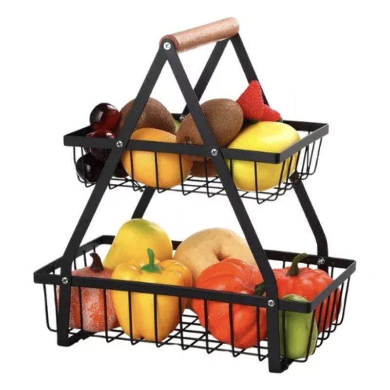 GENERICO - Canasta Fruteras Cesta De Fruta De 2 Niveles Para Encimera TFB-2P