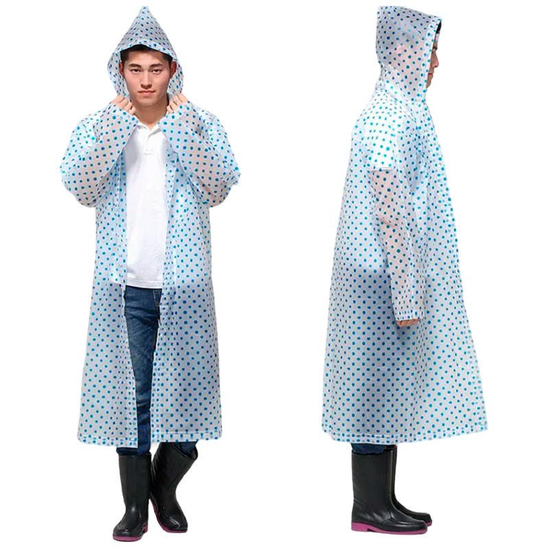 GENERICO - Capa Lluvia Adulto Botones Impermeable Eva Chaqueta Capota Puntos