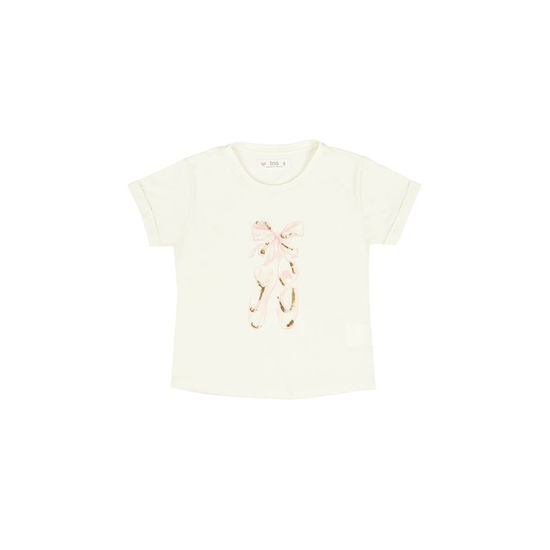 TENNIS - Camiseta crudo con estampado moñitos para niña