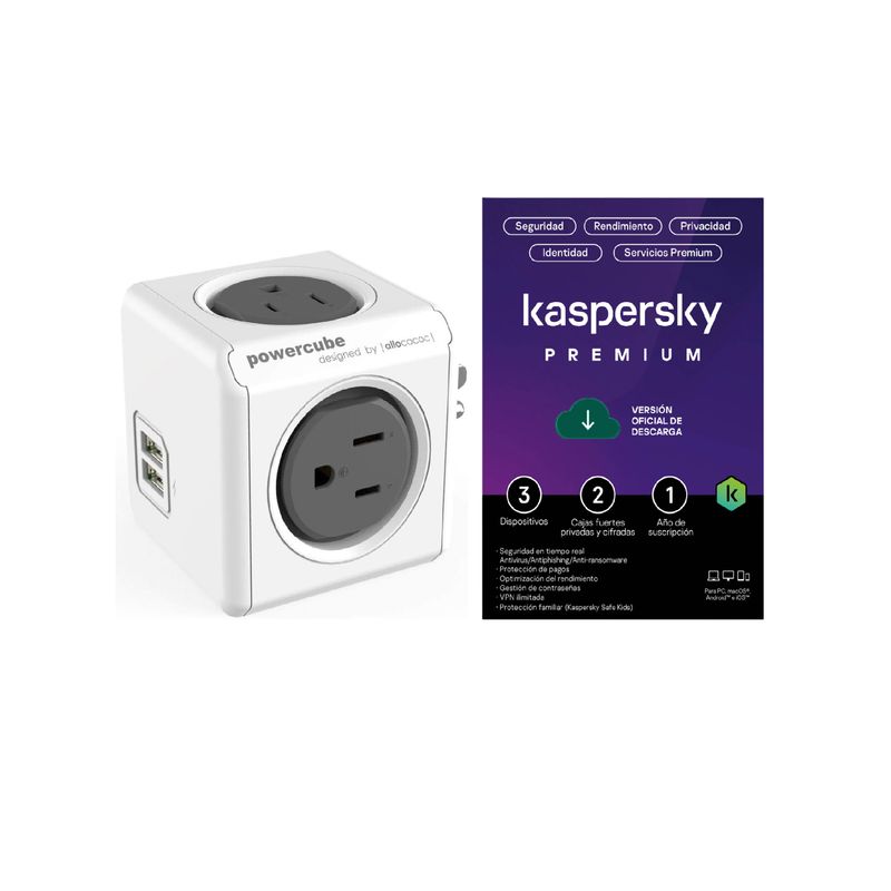KASPERSKY - Antivirus Kaspersky Premium 3 Pc 1 Año +toma 4 Entradas 2usb