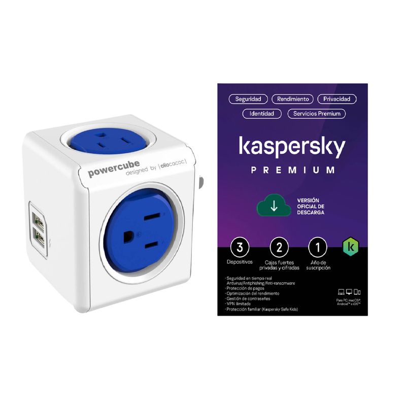 KASPERSKY - Antivirus Kaspersky Premium 3 Pc 1 Año +toma 4 Entradas 2usb