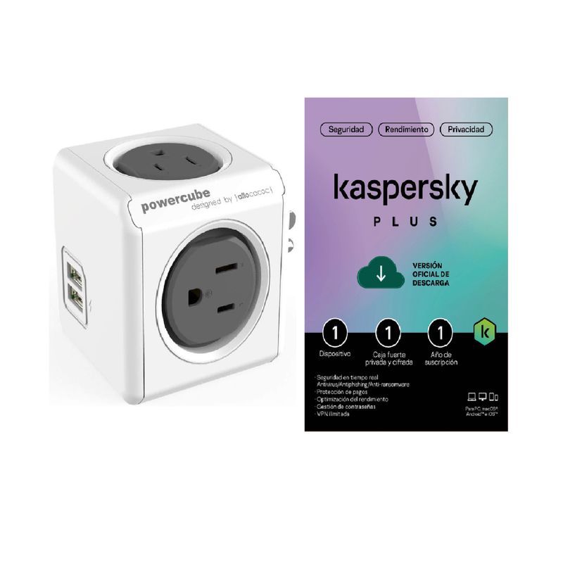 KASPERSKY - Antivirus Kaspersky Plus 1 Pc 1 Año +toma 4 Entradas 2usb