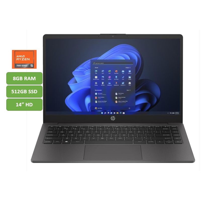 HP - PORTATIL HP - RYZEN 5 7530U - 8GB RAM - 512GB SSD - 14" HD - MOD: 245 G10 - COMPUTADOR PORTATIL