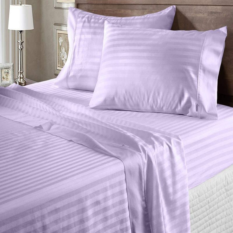 GENERICO - Juego de Sábanas Unicolor de 600 Hilos Lila Para Cama Doble