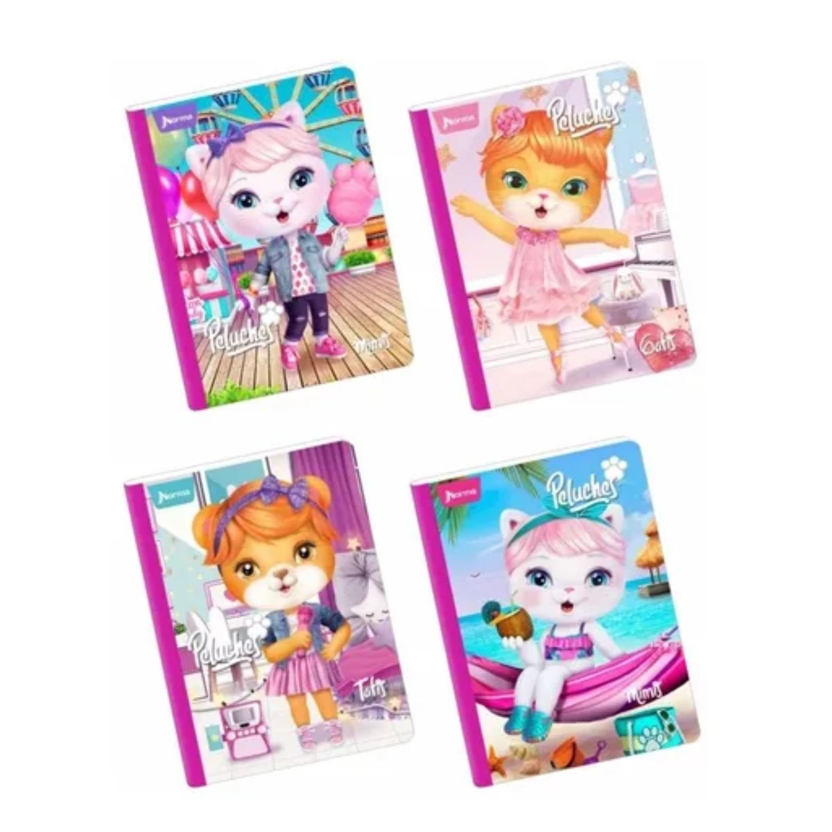 NORMA - Cuaderno Cosido Cuadrículado Peluches X 100 Hojas Norma