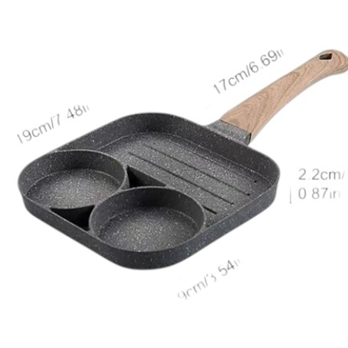 GENERICO - Sarten Mini 3 Compartimientos Divisiones Huevos Pancakes