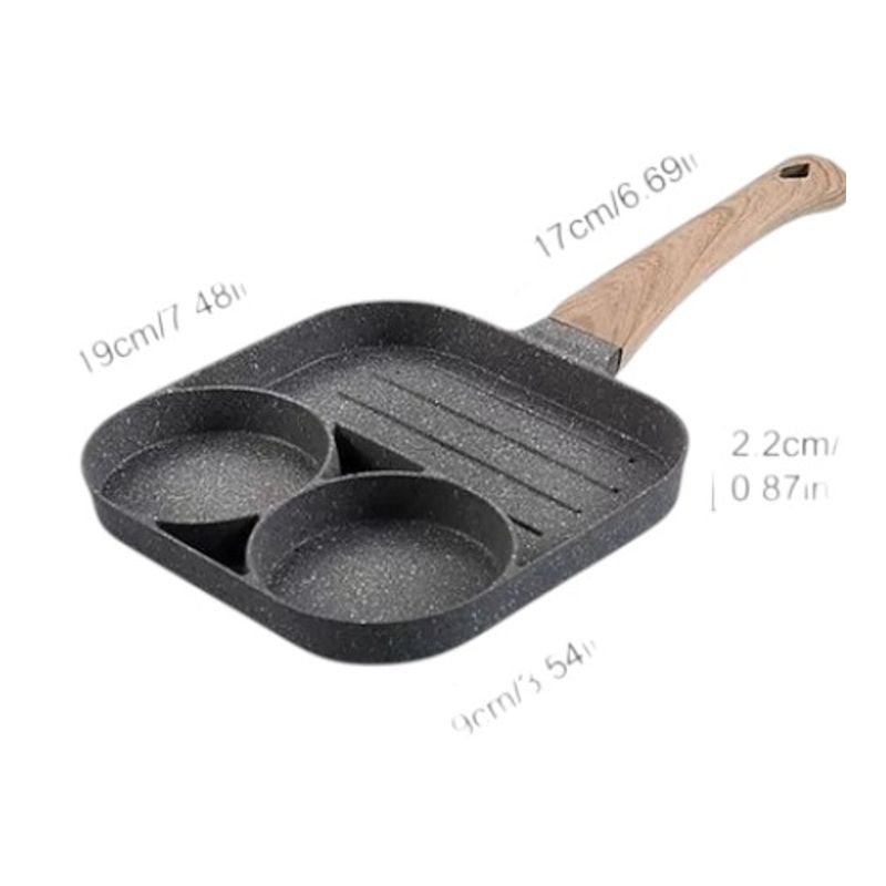 GENERICO - Sarten Mini 3 Compartimientos Divisiones Huevos Pancakes