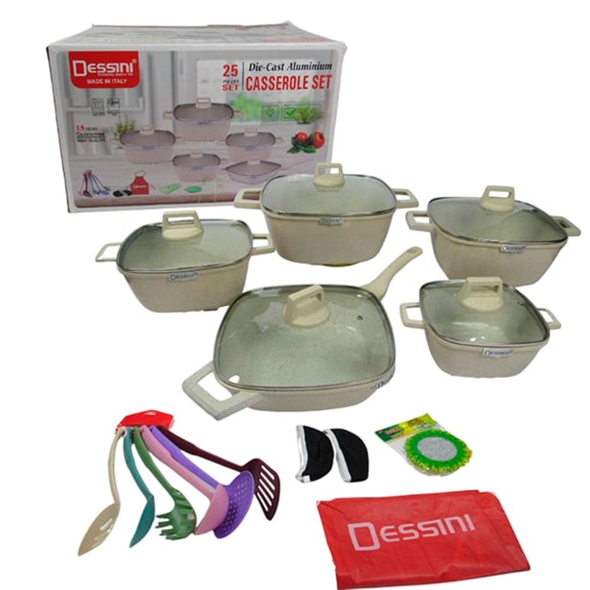DESSINI - Set de Ollas Dessini en Marmol 25 Piezas