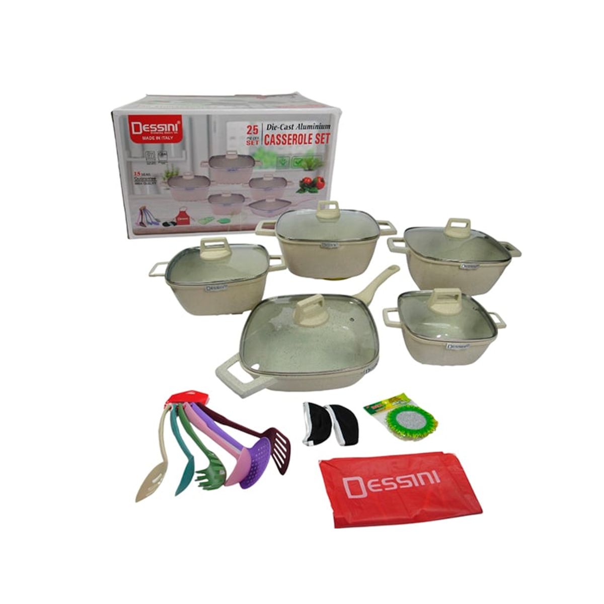 DESSINI - Set de Ollas Dessini en Marmol 25 Piezas