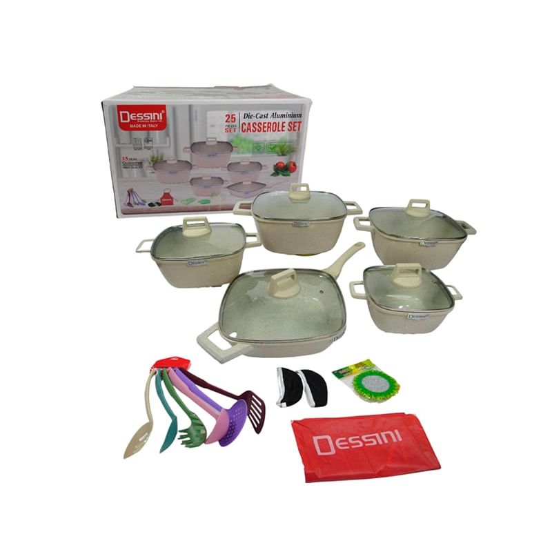 DESSINI - Set de Ollas Dessini en Marmol 25 Piezas