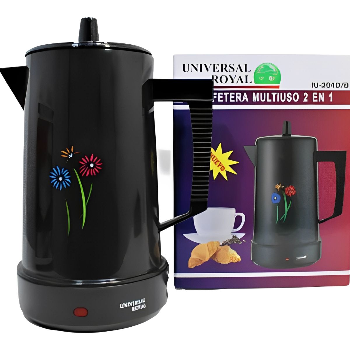 UNIVERSAL ROYAL - Cafetera 2 En 1 Universal Royal Iu-204d Grande 1.5 Litros Negra