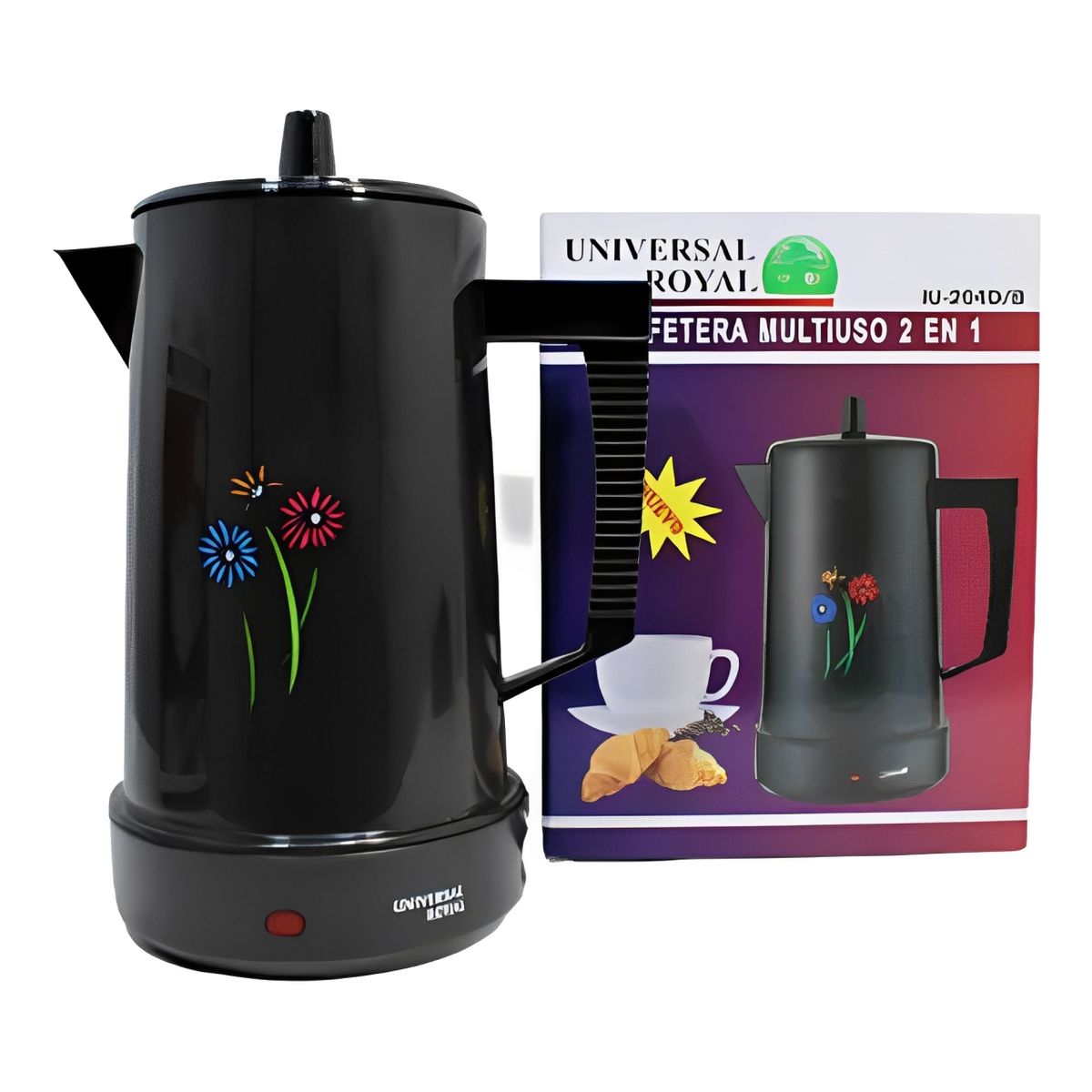 UNIVERSAL ROYAL - Cafetera 2 En 1 Universal Royal Iu-204d Grande 1.5 Litros Negra