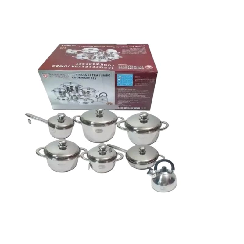 GENERICO - Batería De Cocina Swisshome 13 Piezas Acero Inoxidable