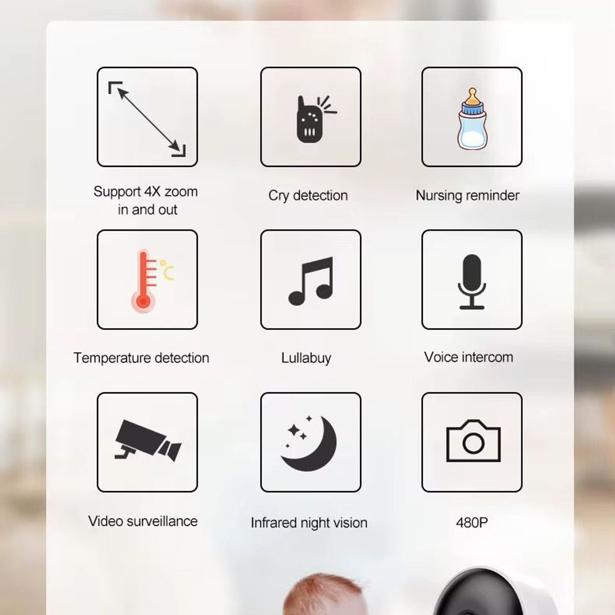 GENERICO - Monitor De Seguridad Para Bebé Nuevo Blanco