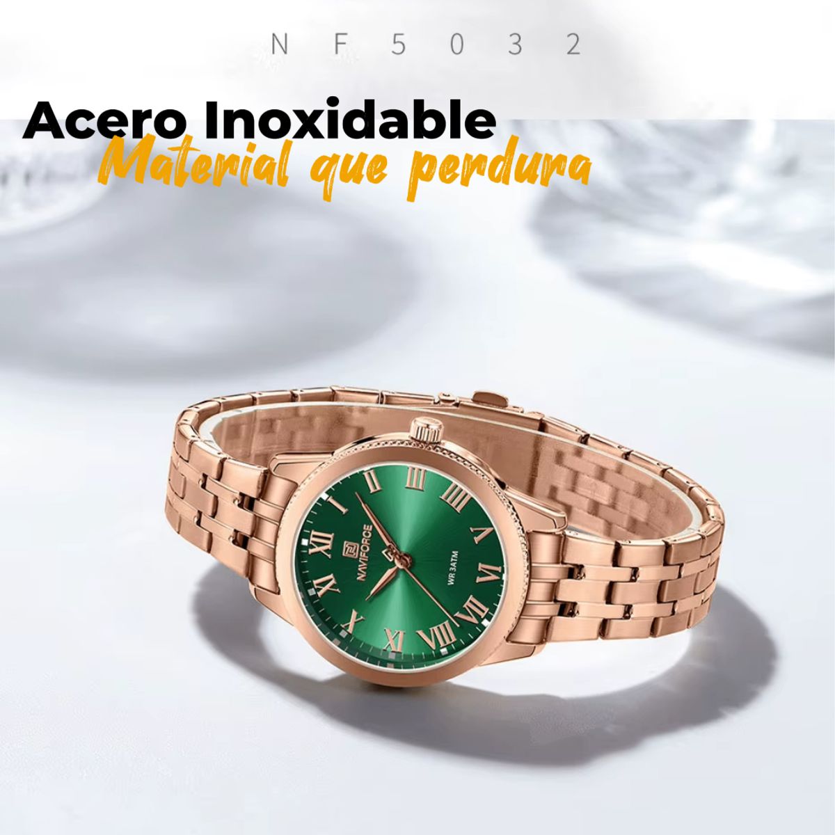 NAVIFORCE - Relojes femeninos modernos Naviforce 5032 resistente al agua