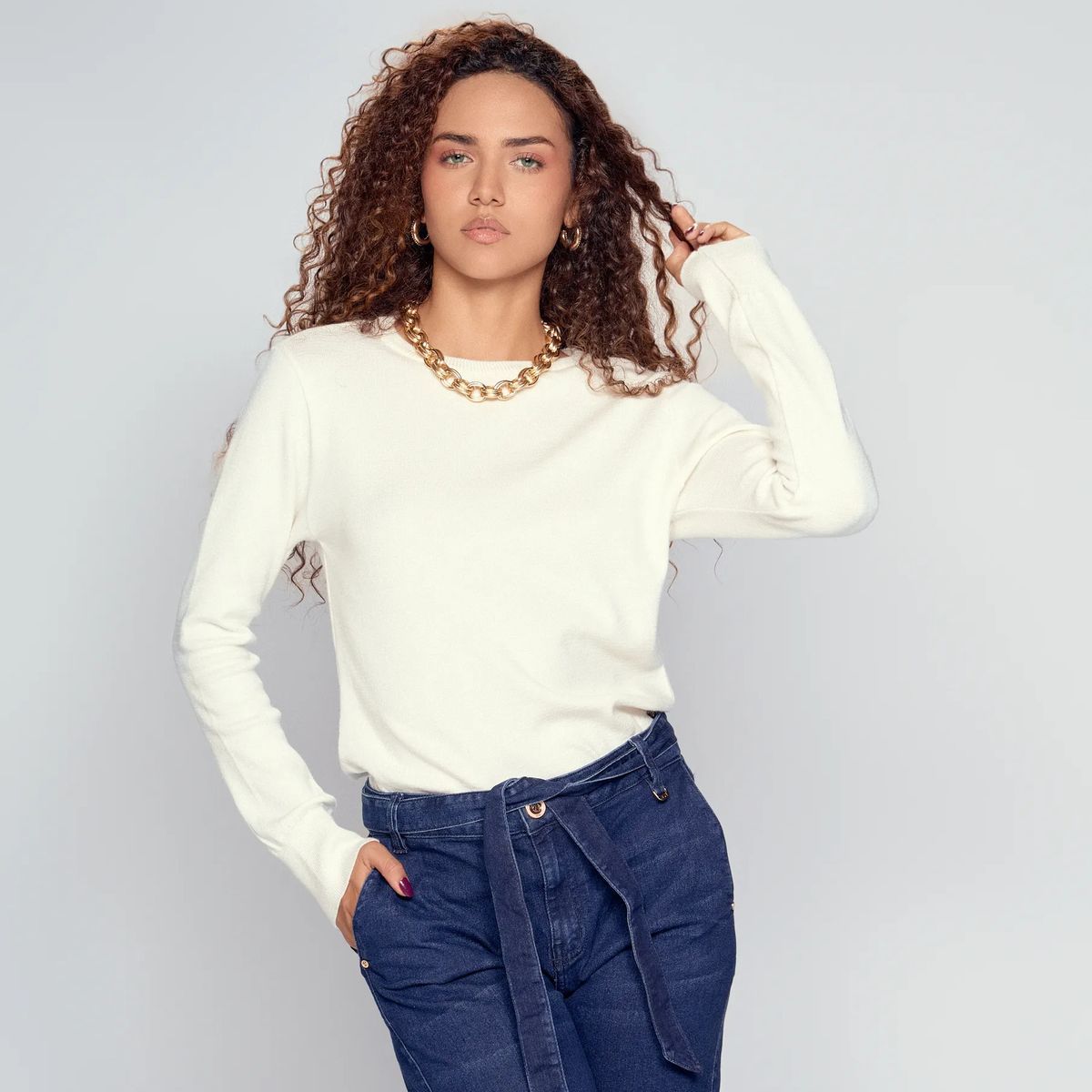 DEREK - Buzo Tejido Manga Larga Unicolor Derek