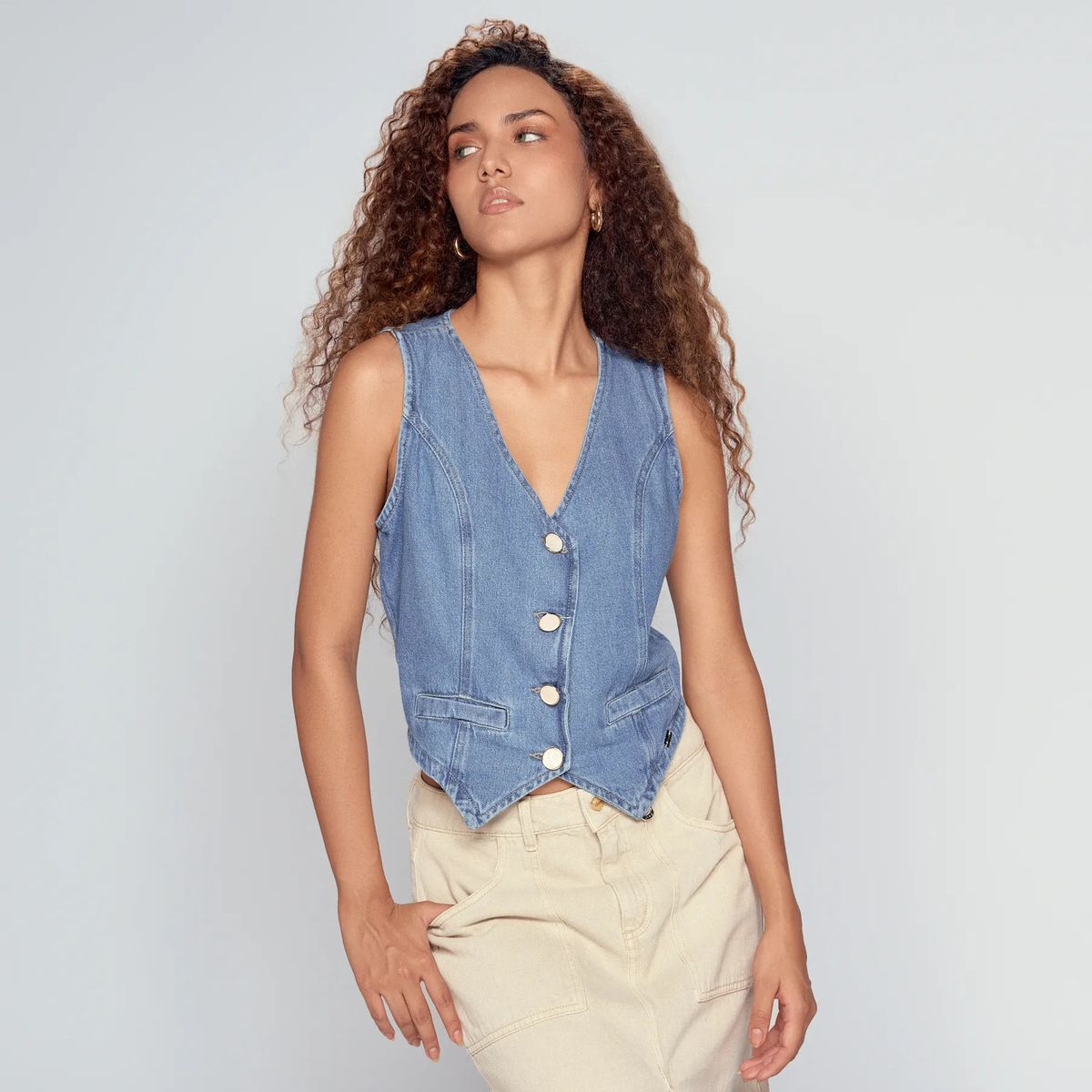 DEREK - Chaleco Para Mujer En Indigo Con Proceso  Derek